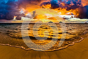 Sunrise at Lanikai Beach in Kailua Oahu Hawaii