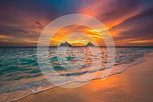 Sunrise at Lanikai Beach in Kailua Oahu Hawaii