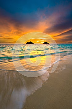 Sunrise at Lanikai Beach in Kailua Oahu Hawaii