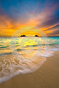 Sunrise at Lanikai Beach in Kailua Oahu Hawaii