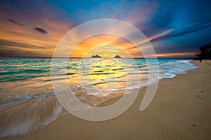 Sunrise at Lanikai Beach in Kailua Oahu Hawaii