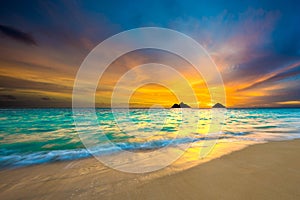 Sunrise at Lanikai Beach in Kailua Oahu Hawaii