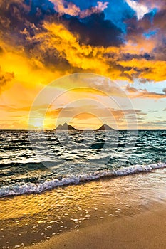 Sunrise at Lanikai Beach in Kailua Oahu Hawaii