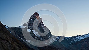 Sunrise light over the elegant Matterhorn or Cervino