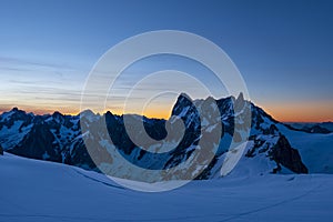 Sunrise light in the Valle Blanche