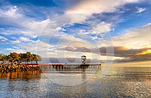 Sunrise lightens sky in Port Angeles, Washington