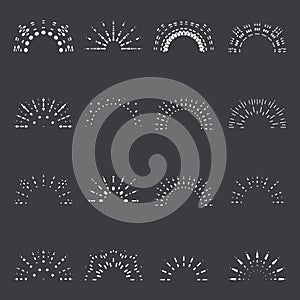 Sunrise lineart sun radiant sunburst icons design set template vector illustration