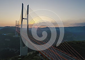 The sunrise of the Liuguanhe river Bridge