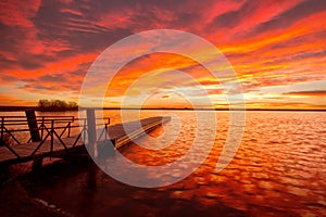 Sunrise on Lon Hagler Lake in Loveland Colorado