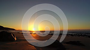 Sunrise at the lonely beach esquinzo fuerteventura