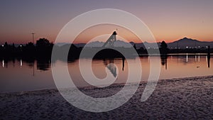 Sunrise and low tide on the Snohomish River Delta in Everett Washington USA