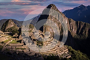 Sunrise at Machu Picchu Inca city, Peru