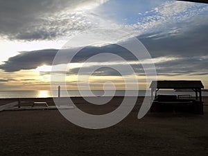 Sunrise in Malagueta beach Andalusia-Spain