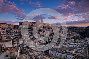 Sunrise on Matera in a clear day