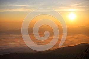 Sunrise and mist at Phu Kradung National Park