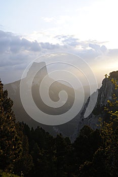 Sunrise on Mont Aiguille, Vercors plateau, France