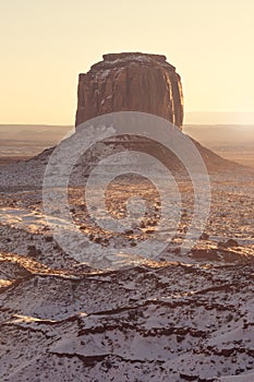 Sunrise in Monument Valley. Panoramic view of the monumet valley rocks. Utah