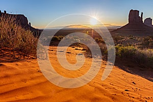 Sunrise at Monument Valley Tribal Park in the Arizona-Utah border, USA