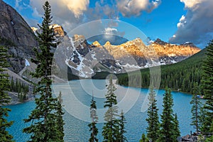 Sunrise at Moraine lake in Banff National Park, Canada.