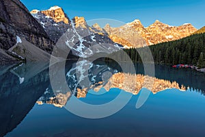 Sunrise at Moraine lake in Canadian Rockies, Banff National Park, Canada.