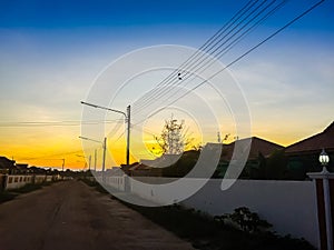 Sunrise In The Morning At The Newly Construction of Housing Estate. This is for the home loan or home mortgate concepts.