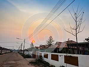 Sunrise In The Morning At The Newly Construction of Housing Estate. This is for the home loan or home mortgate concepts.