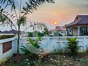 Sunrise In The Morning At The Newly Construction of Housing Estate. This is for the home loan or home mortgate concepts.