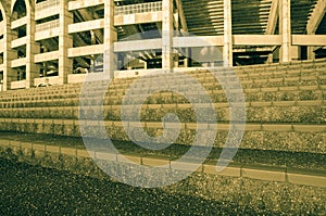 sunrise morning at the stairway of football staduim