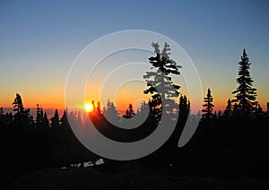 Sunrise on Mount Drabble, Forbidden Plateau, Strathcona Provincial Park, Vancouver Island, British Columbia, Canada