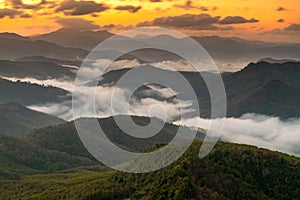 The sunrise on the mountain, Gunung Silipat peaks .