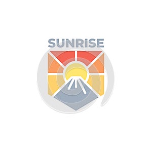 Sunrise with mountain illustration logo design