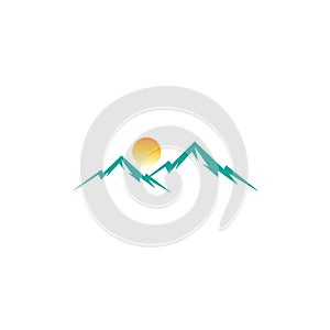 sunrise mountain logo design abstract nature vector illustration