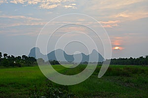 Sunrise at Mountain name Khao Oktalu in Phatthalung Thailand