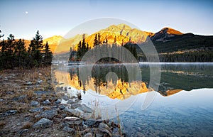 Sunrise Mountain reflection on the lake