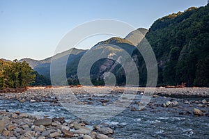 Sunrise at the mountain river