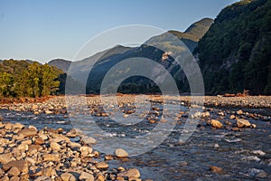 Sunrise at the mountain river