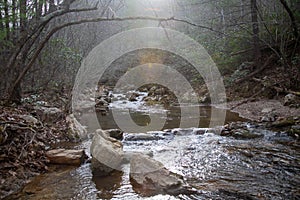 Sunrise on a mountain stream in Ohio