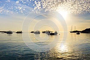 Sunrise at Naama Bay, Red Sea and motor yachts