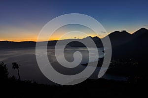Sunrise from Narriz del Indio over Lago Atitlan, Guatemala photo