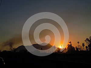 Sunrise near Champaner Pavagadh archaeological site from the halol vadodara highway