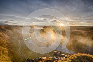 Sunrise near Gullfoss Waterfall, Iceland