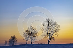 Sunrise near Hight Tatras in winter time, Slovakia