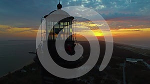 Sunrise near a Lighthouse as seen by a Drone in 4K