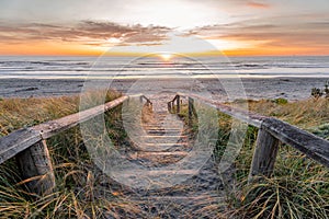 Sunrise at New Brighton Pier, Christchurch, New Zealand.