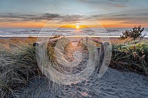 Sunrise at New Brighton Pier, Christchurch, New Zealand.