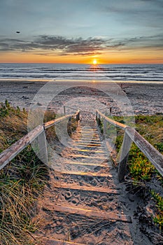 Sunrise at New Brighton Pier, Christchurch, New Zealand.