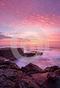 Sunrise North Avoca Beach rock shelf photo