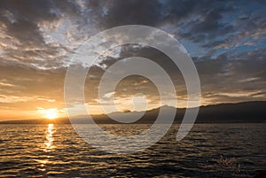 Sunrise and ocean view on paradise Lovina Beach - Bali, Indonesia