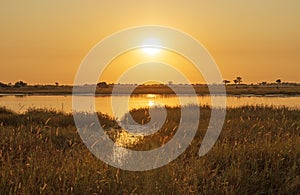 Sunrise on the Okavango Delta