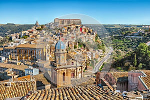 Sunrise at the old baroque town of Ragusa Ibla in Sicily photo